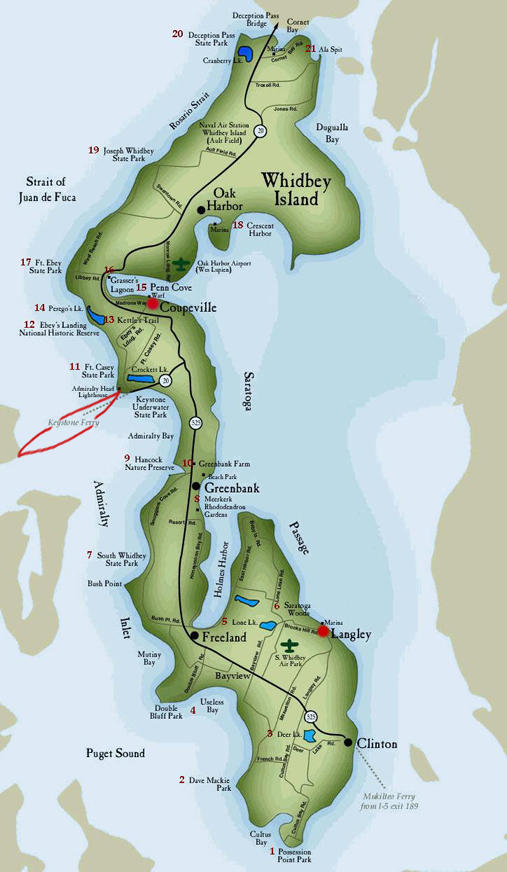 whidbey island map. Map of Whidbey Island